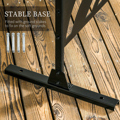 Metal Outdoor Privacy Screen with Stand for Garden Black