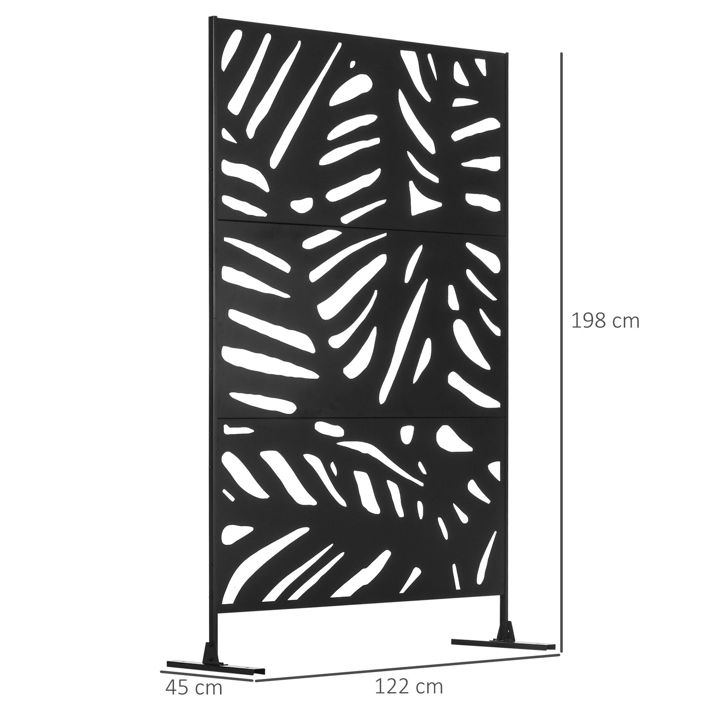 Metal Outdoor Privacy Screen with Stand for Garden Black
