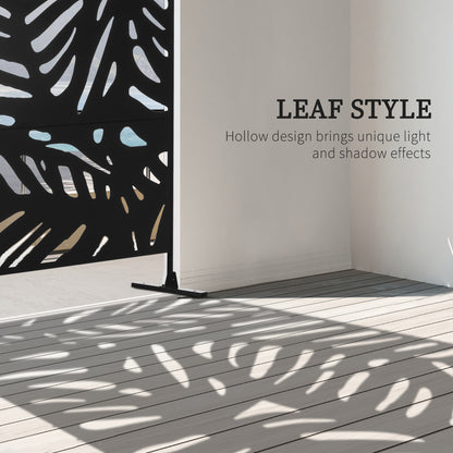 Metal Outdoor Privacy Screen with Stand for Garden Black