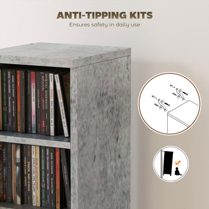 Set of 2 CD Storage Units DVD Shelf with Adjustable Shelves, Grey