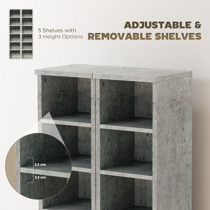 Set of 2 CD Storage Units DVD Shelf with Adjustable Shelves, Grey