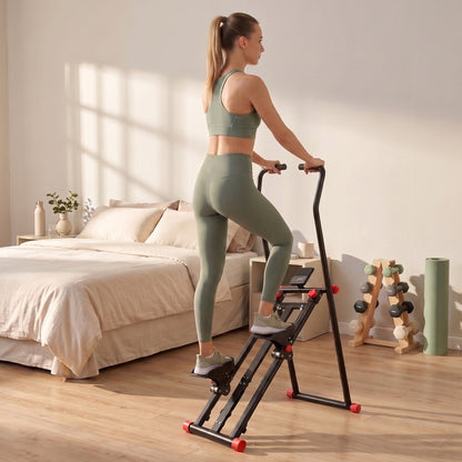 Stair Stepper for Home Gym with 3 Resistances, Foldable Vertical Stair Climber Workout Machine with Adjustable Handlebar, LCD Monitor, Phone Holder for Full Body Exercise, Max Load 150 kg