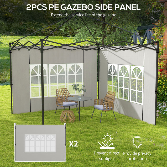 Gazebo Side Panels, Sides Replacement with Window for 3x3(m) or 3x6m Gazebo Canopy, 2 Pack, White