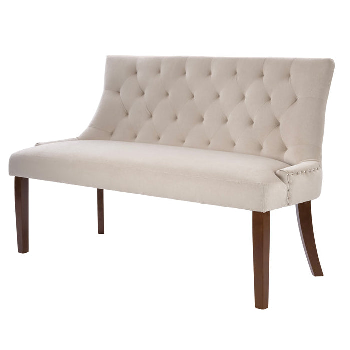 Torino Bench – Taupe – Walnut Legs