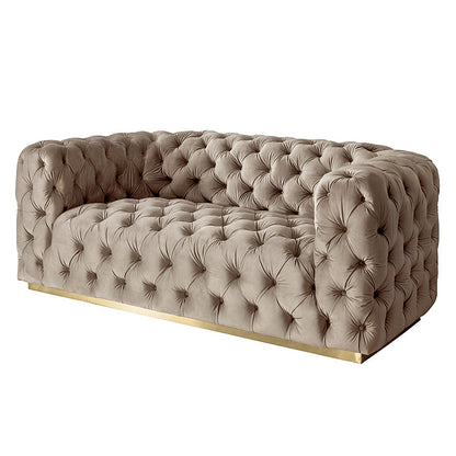 Frankfurt Two seat Sofa  - Taupe with Brass Base