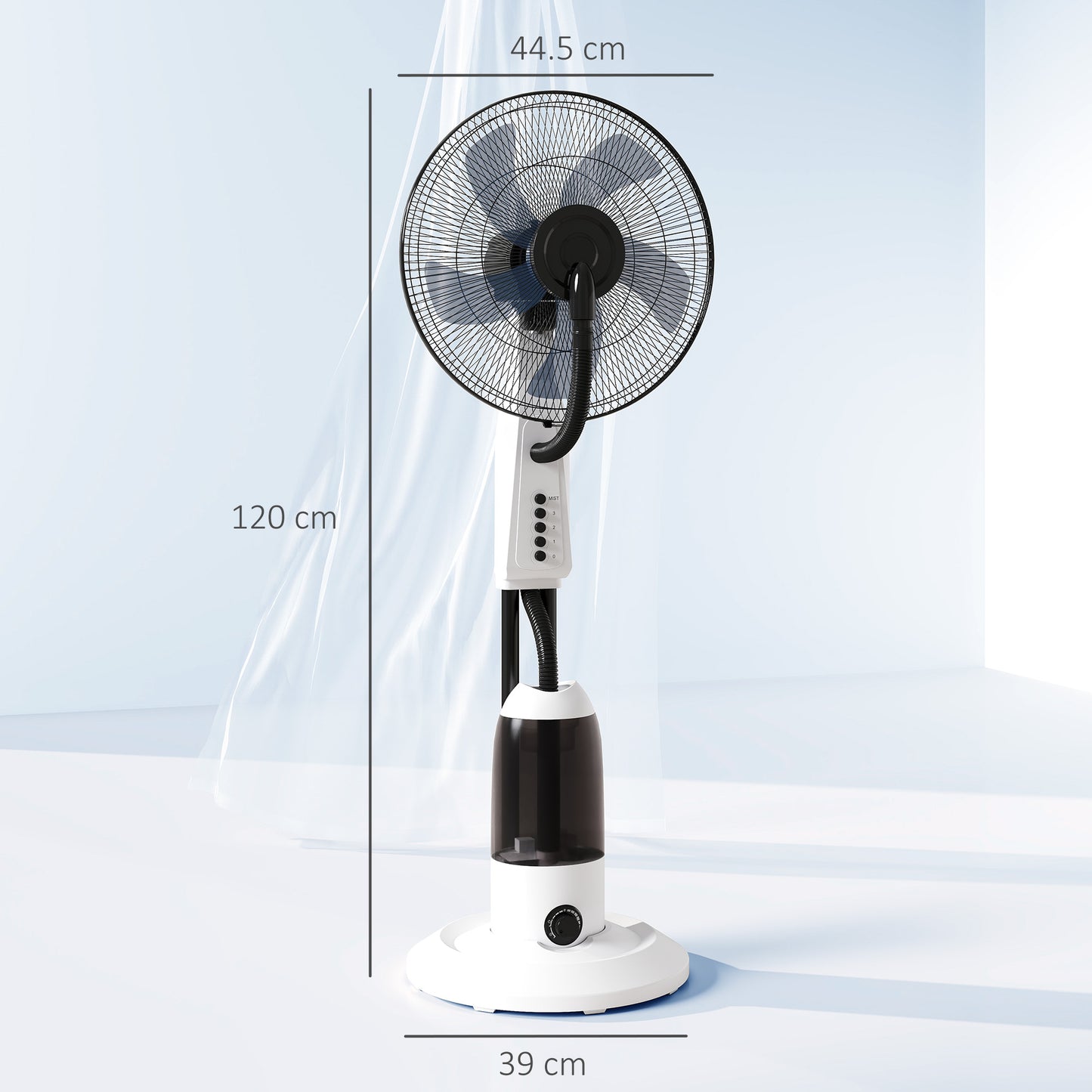 Spray Misting Fan, Floor Fan with Water Mist Spray and 3 Speeds