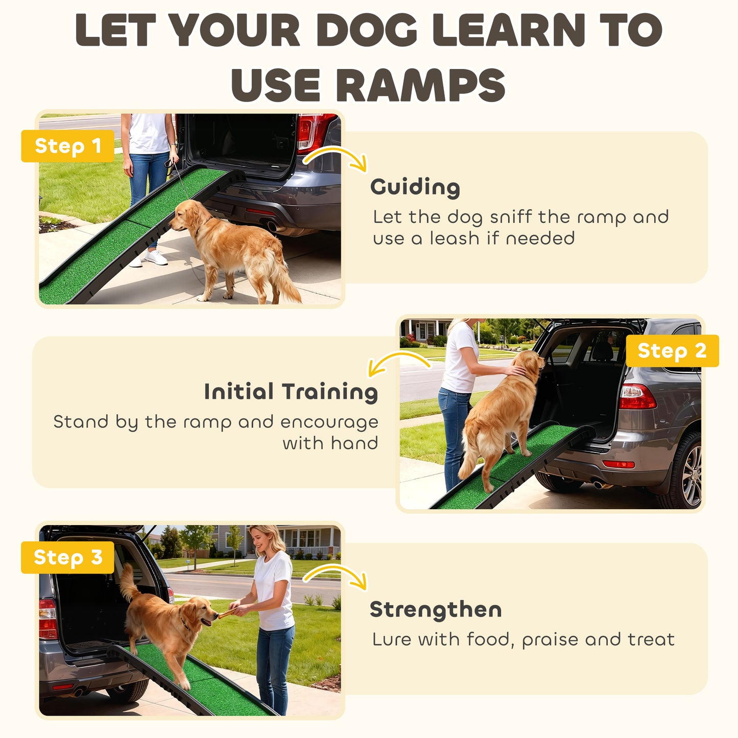 Dog Ramp for Car Foldable & Portable, Artificial Anti-slip Surface