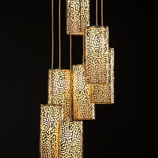 Moray Seven Light Pendant Brass