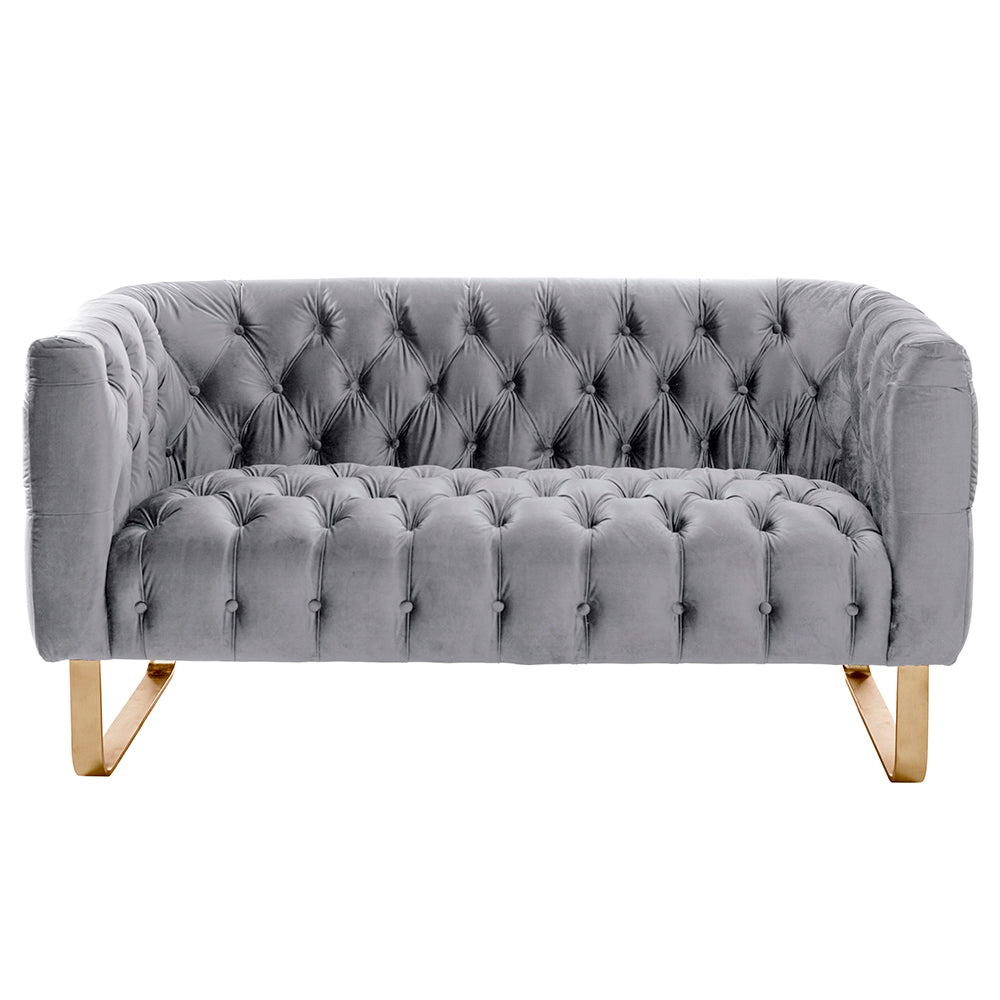 Grosvenor Two Seat Sofa - Dove Grey - Brushed Brass