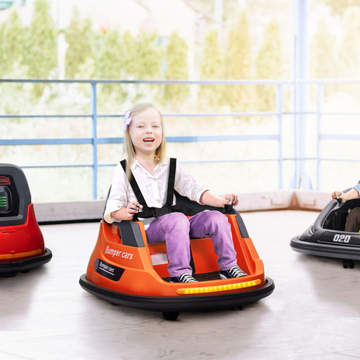 Kids Bumper Car w/ 360-Degree Rotation Spin, Lights, Music - Orange