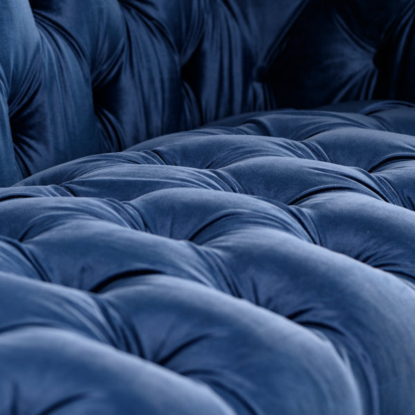 Grosvenor Two Seat Sofa - Navy Blue - Brushed Brass