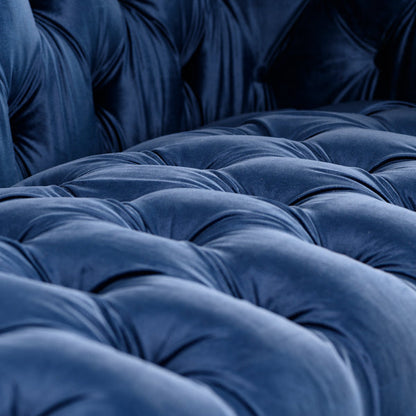 Grosvenor Two Seat Sofa - Navy Blue - Brushed Brass