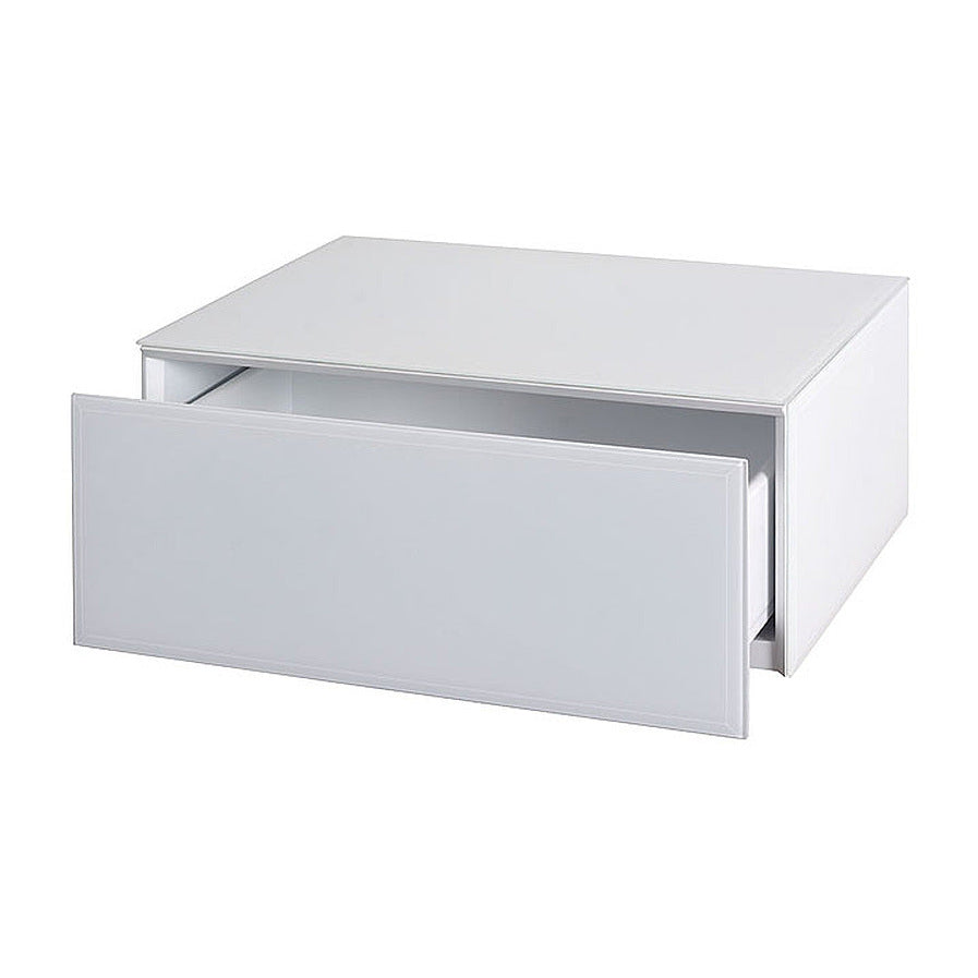 Inga White Glass Floating Bedside Table