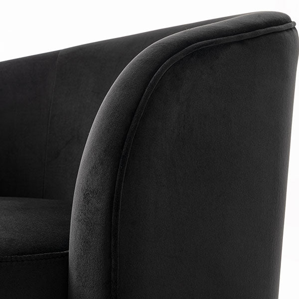 West End Swivel Dining Chair - Black- Brass Base