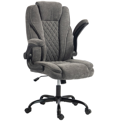 Office Chair, Computer Desk Chair with Flip-up Armrest, Dark Grey