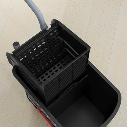 20L Mop Bucket with Wringer Handle on Wheels for Floor Cleaning Black