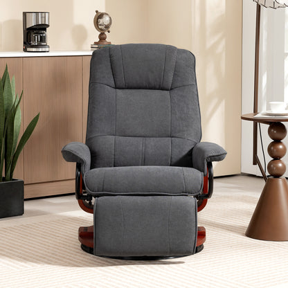 Manual Recliner Swivel Reclining Chair with Footrest Armrests Grey