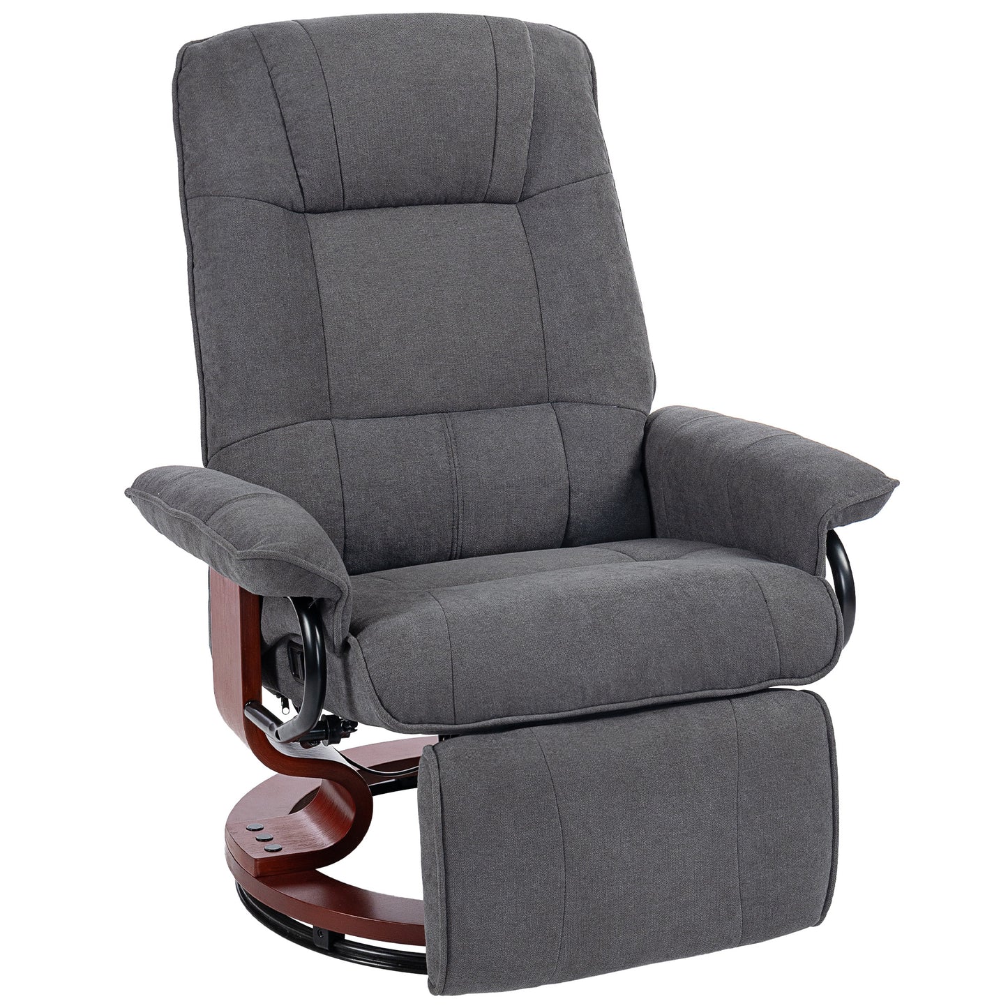 Manual Recliner Swivel Reclining Chair with Footrest Armrests Grey