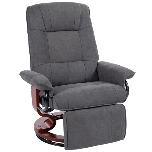 Manual Recliner Swivel Reclining Chair with Footrest Armrests Grey