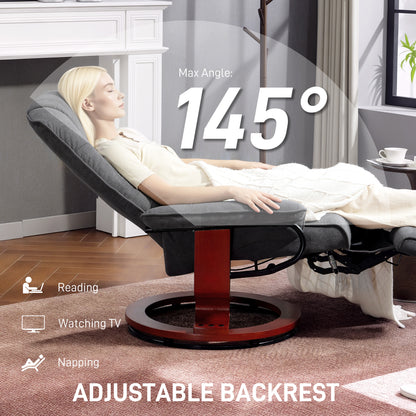 Manual Recliner Swivel Reclining Chair with Footrest Armrests Grey