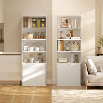 2 Door 4 Shelves Bookcase Wooden Storage Cabinet Display Unit White
