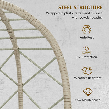 Rattan Garden Egg Chair with Thickened Cushion, Headrest, Grey