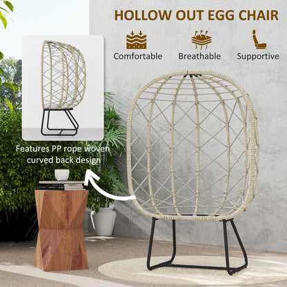 Rattan Garden Egg Chair with Thickened Cushion, Headrest, Grey