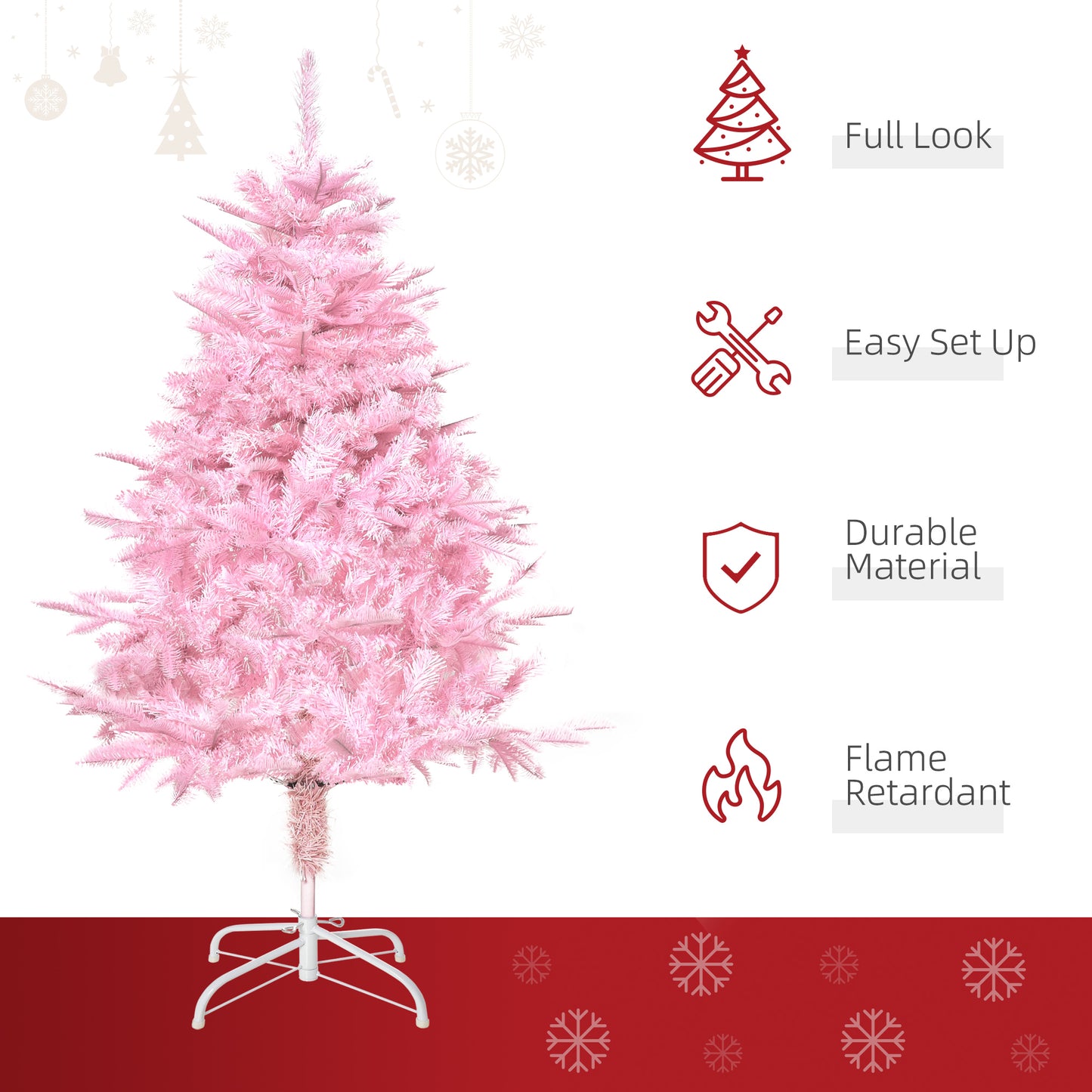 4FT Artificial Christmas Tree w/ Automatic Open for Home Party Pink