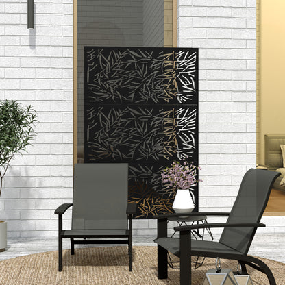 Decorative Outdoor Divider Privacy Panel with Stand, Bamboo Black