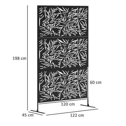 Decorative Outdoor Divider Privacy Panel with Stand, Bamboo Black