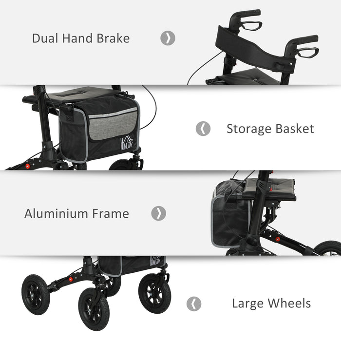 Rollator Walker with Padded Seat, Backrest, All-terrain Wheels