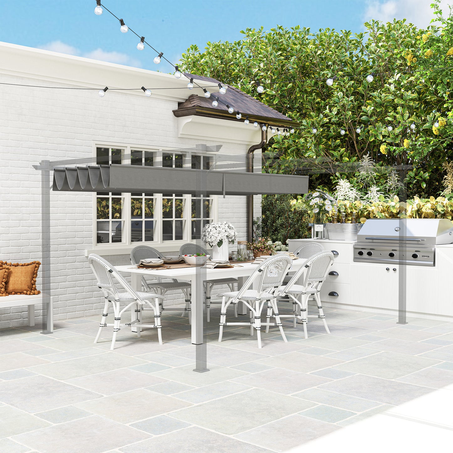 Pergola Shade Cover Replacement Canopy for 4 x 3(m) Pergola, Light Grey