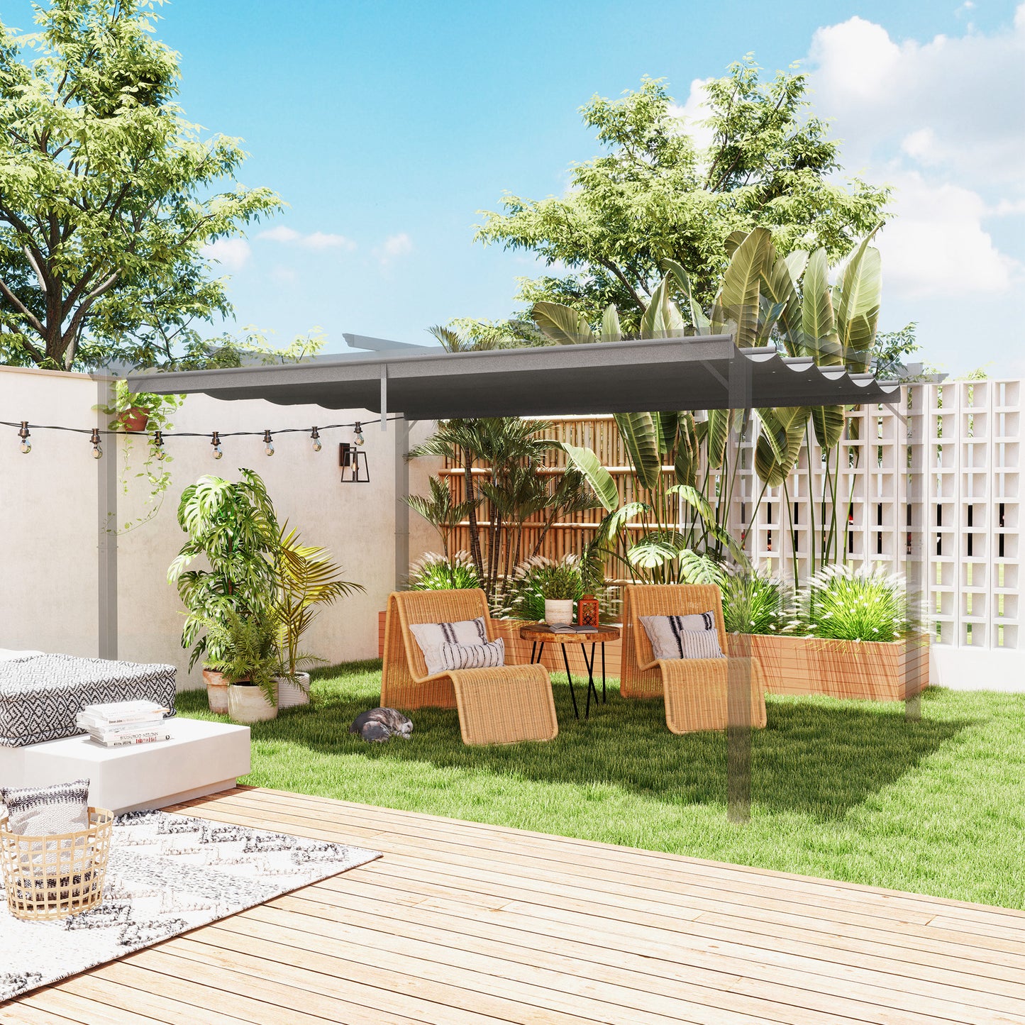 Pergola Shade Cover Replacement Canopy for 4 x 3(m) Pergola, Light Grey
