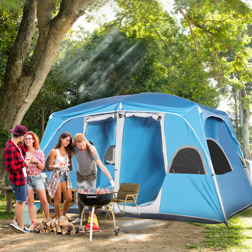 4-8 Person Camping Tent Family Tent with 2 Room, Mesh Windows, Easy Set Up for Backpacking, Hiking, Outdoor, Blue