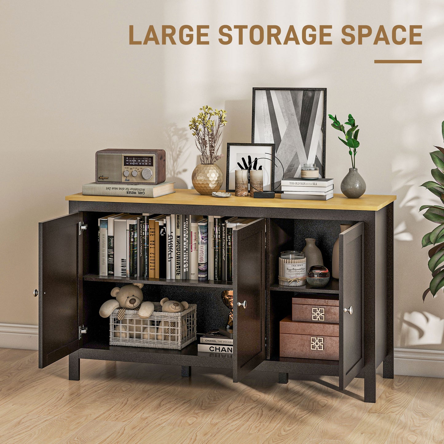 Sideboard Buffet Storage Cabinet, Storage Cabinet with Doors, Black