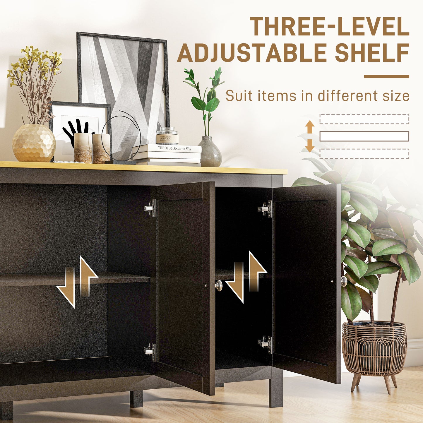 Sideboard Buffet Storage Cabinet, Storage Cabinet with Doors, Black