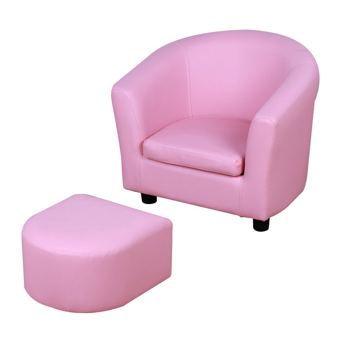 Kids Toddler Sofa Children's Armchair Footstool with Thick Padding, Anti-skid Foot Pads, 30 x 28 x 21cm, Pink