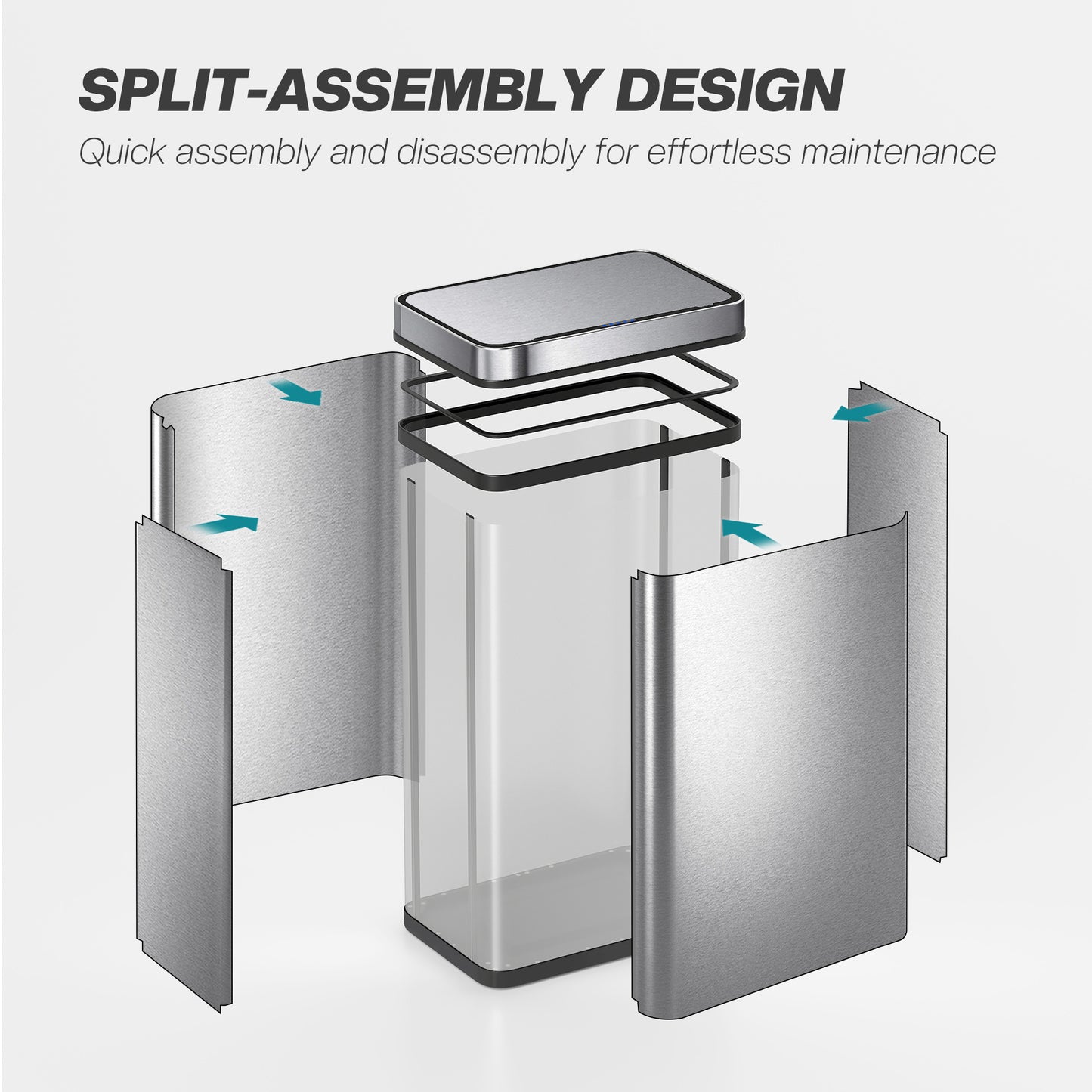 60 L Kitchen Bin with Fingerprint-Proof Stainless Steel, Silver Tone