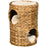 47cm Cat Barrel Tree for Indoor Cats with 2 Cat Houses, Kitten Tower with Cushion - Brown