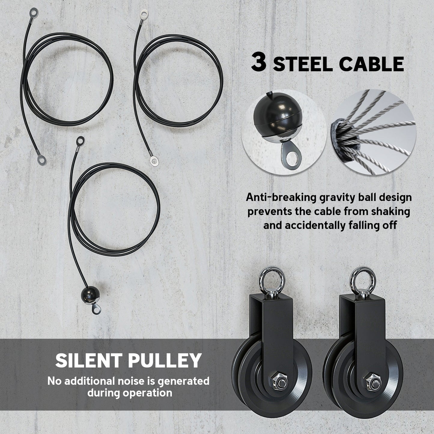 Weight Cable Pulley System for Home Gym with Universal Loading Pin