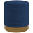 Modern Round Footstool, Fabric Upholstered Foot Rest, Dark Blue