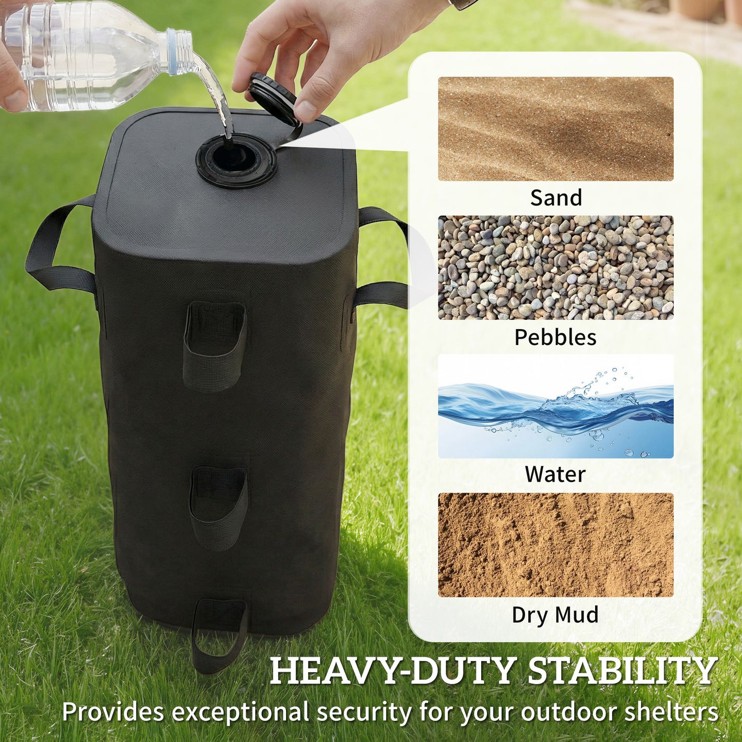 Set of 4 Heavy Duty Gazebo Weights Bags, 500D Sand Weights, Black