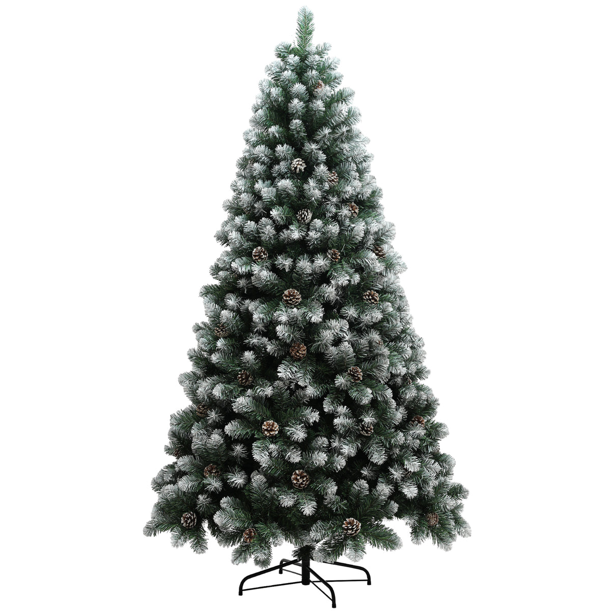 7ft Artificial Pine Christmas Tree with Pinecones, Steel Base