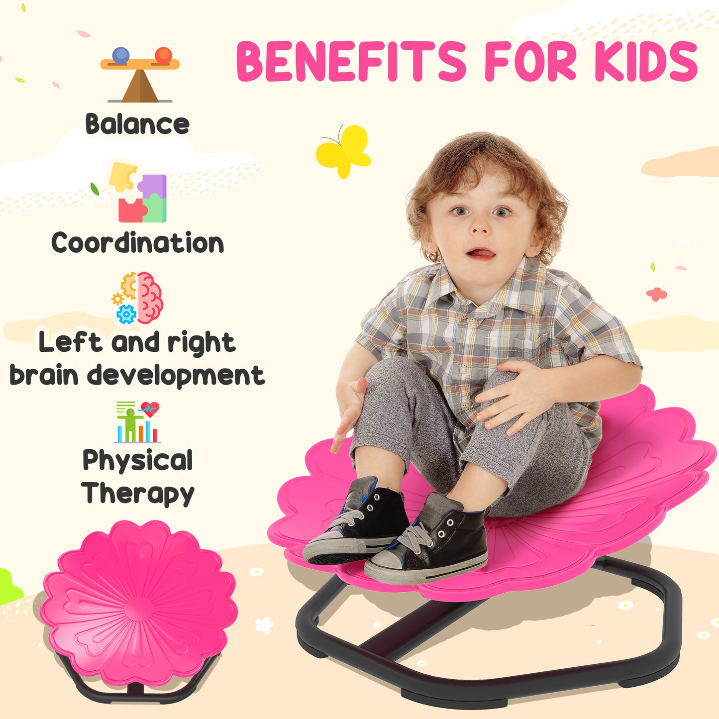 Sensory Spinning Chair, Kids Swivel Chair, Pink