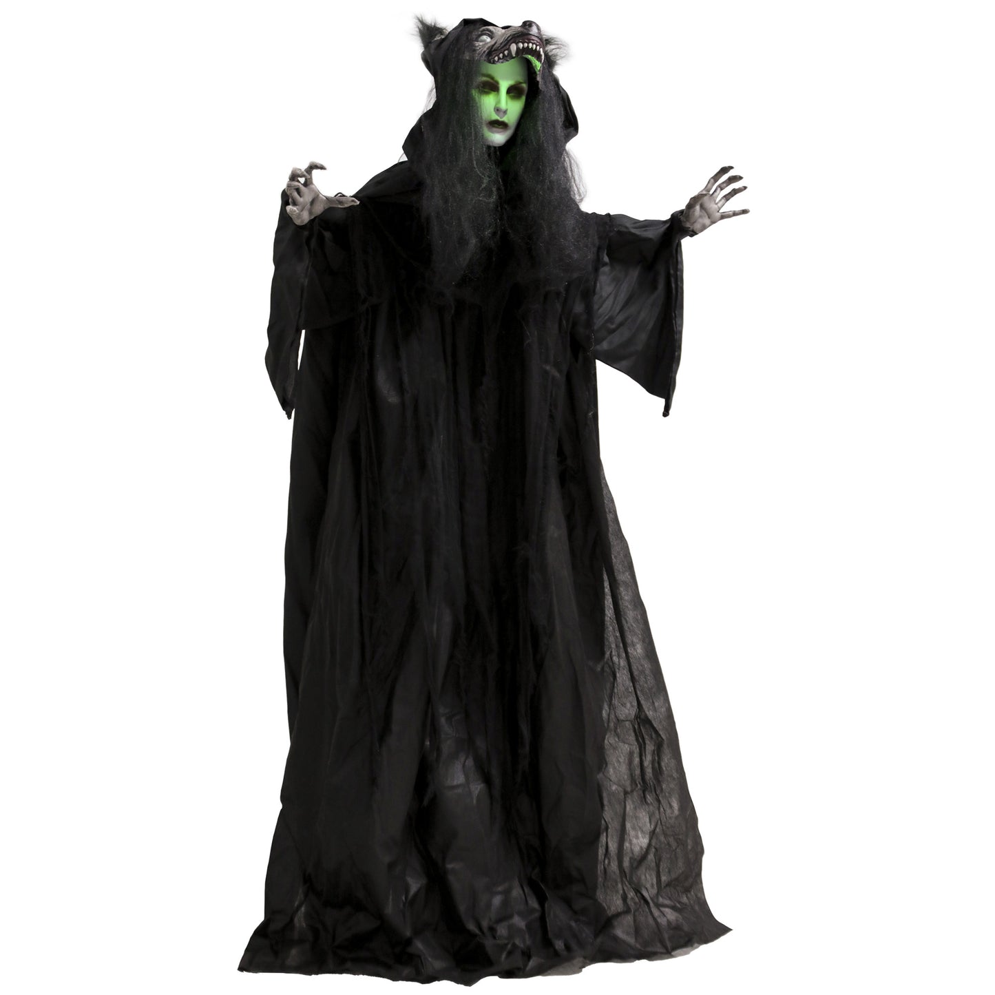 67" Animated Pop-Up Ghost with Werewolf Mask, Light Up Animated Prop
