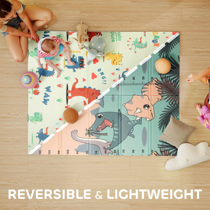 Baby Play Mat, Double Sided Crawling Mat, Dinosaur Theme