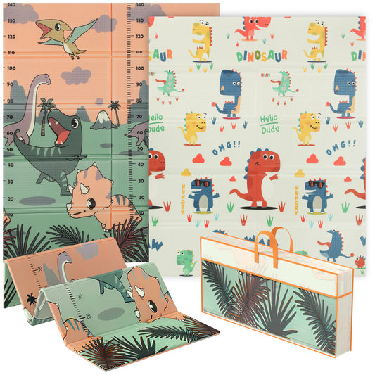 Baby Play Mat, Double Sided Crawling Mat, Dinosaur Theme