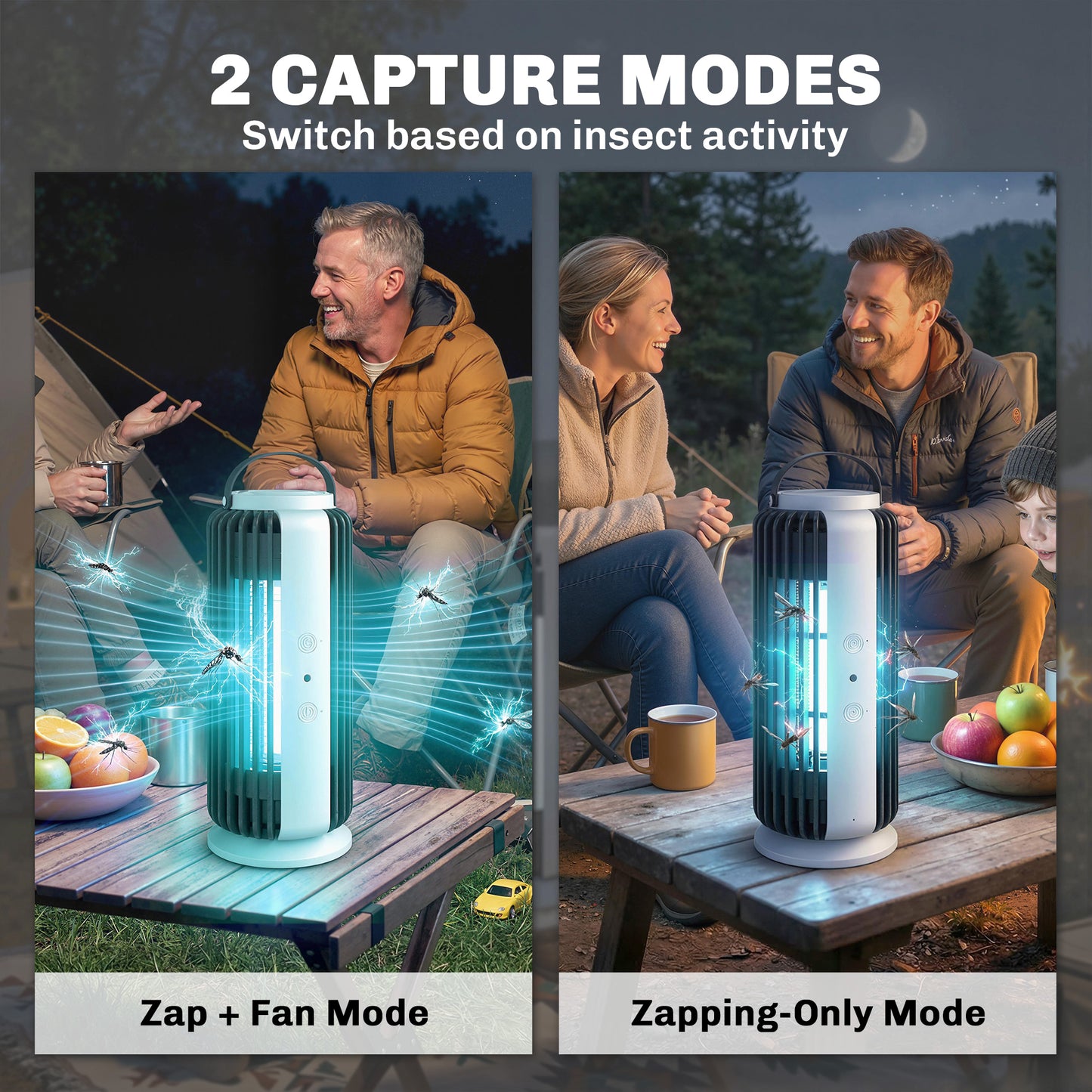 Electric Fly Zapper Indoor, Fly Killer with Fan, 365nm LED Light, Auto On/Off Light Sensor, 8 W Plug-in Bug Zapper Insect Mosquito Killer with Handle, Hanging/Freestanding for Home