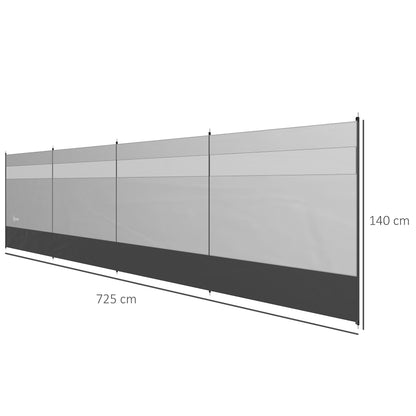 Camping Windbreaks with Clear Windows, 725 x 140cm, Grey