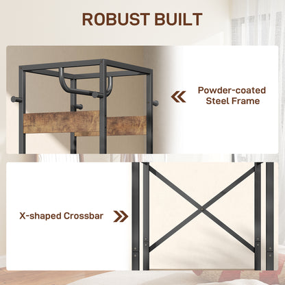 Clothes Rail with Storage Shelf and Hooks, Clothes Rack, Rustic Brown